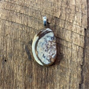 Raw Form Polished Swirled Flint Necklace Pendant